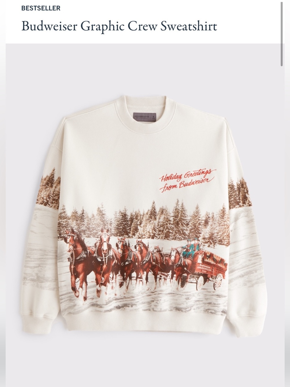 *VIRAL* SOLD OUT!  NWT Abercrombie Budweiser Graphic Crew Sweatshirt SMALL